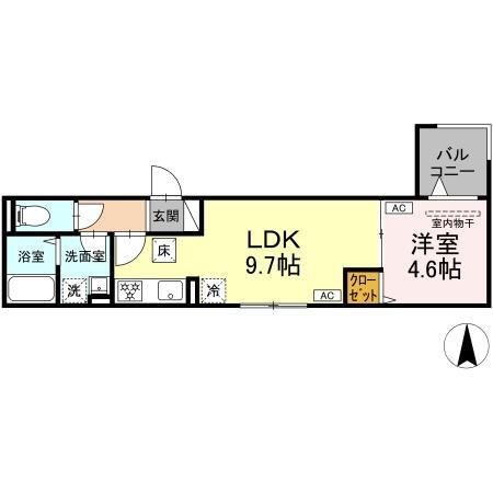 セレスティア大谷田V(1LDK/1階)の間取り写真