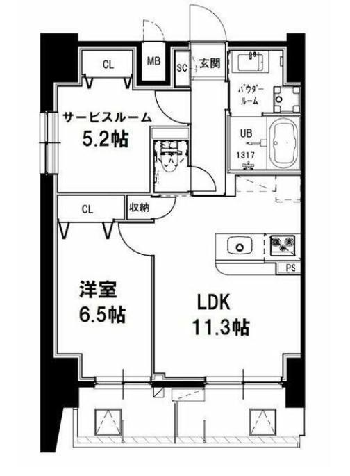 メゾンドアーク南大井(1SLDK/11階)の間取り写真
