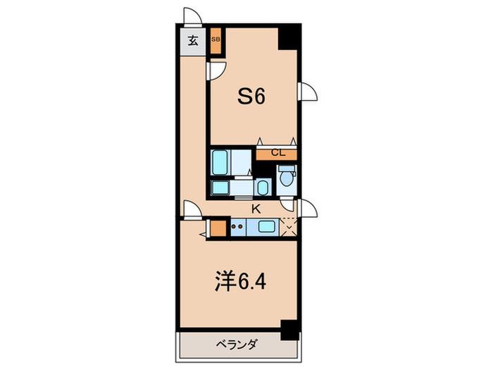 レジディア神戸三宮プレイス(1SK/6階)の間取り写真