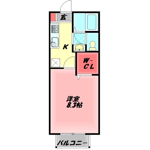 シャルム神木(1K/2階)の間取り写真
