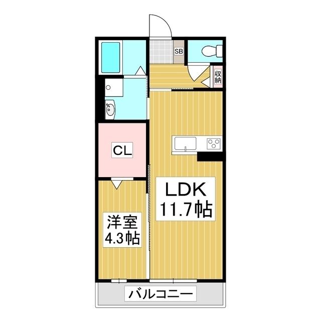GRANDE広丘 A棟(1LDK/1階)の間取り写真