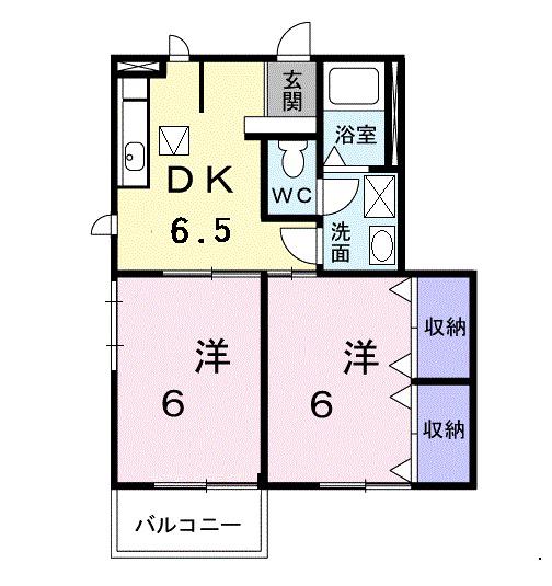 コリーヌ・メゾン・華(2DK/1階)の間取り写真