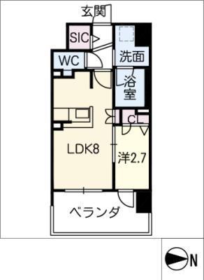 N-PRINCE浄心(1LDK/7階)の間取り写真