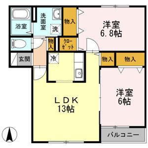 セジュール屯田A(2LDK/2階)の間取り写真