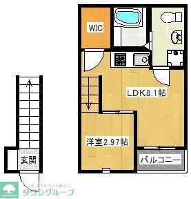 アイビーテラス(1DK/2階)の間取り写真