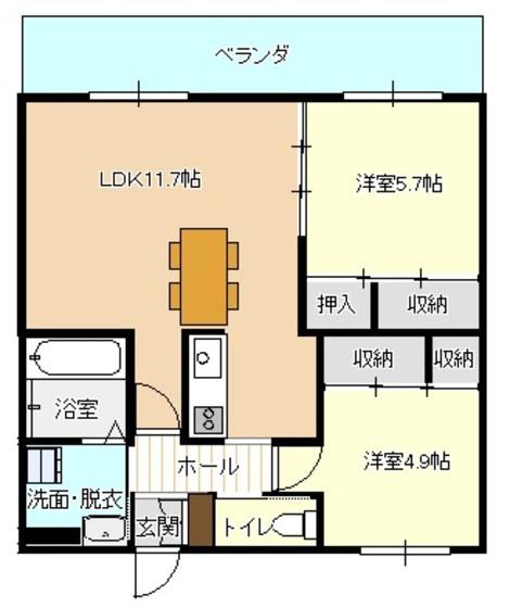 リバティ宮島町(2LDK/2階)の間取り写真