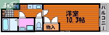 サンピア青江(1K/2階)の間取り写真