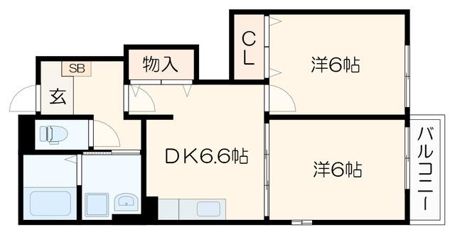 ランジェ・ドゥ・スリジエ II(2DK/1階)の間取り写真