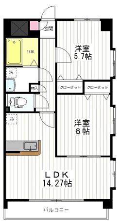 ピアチェーレ中山(2LDK/3階)の間取り写真