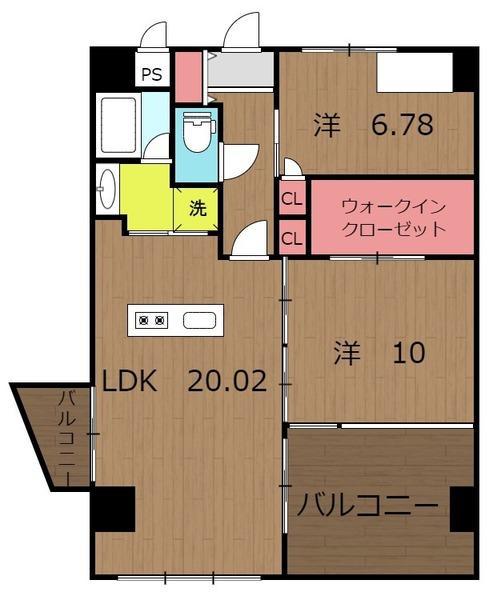 アルテノースタワー(2LDK/10階)の間取り写真