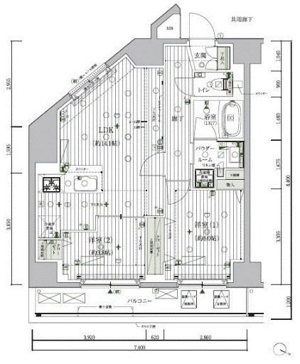 メインステージ北千住VII(2LDK/10階)の間取り写真