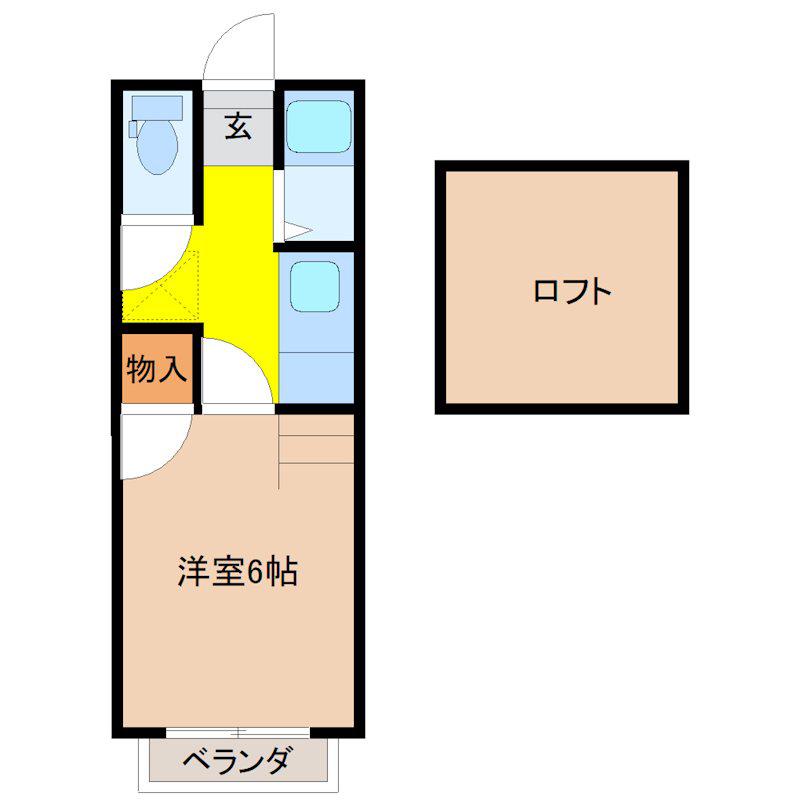 グランディア川島(1K/2階)の間取り写真