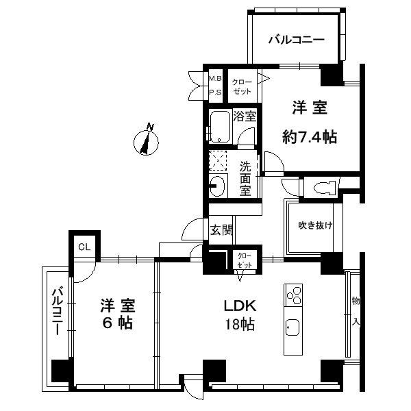 ハーヴィスト森(2LDK/2階)の間取り写真