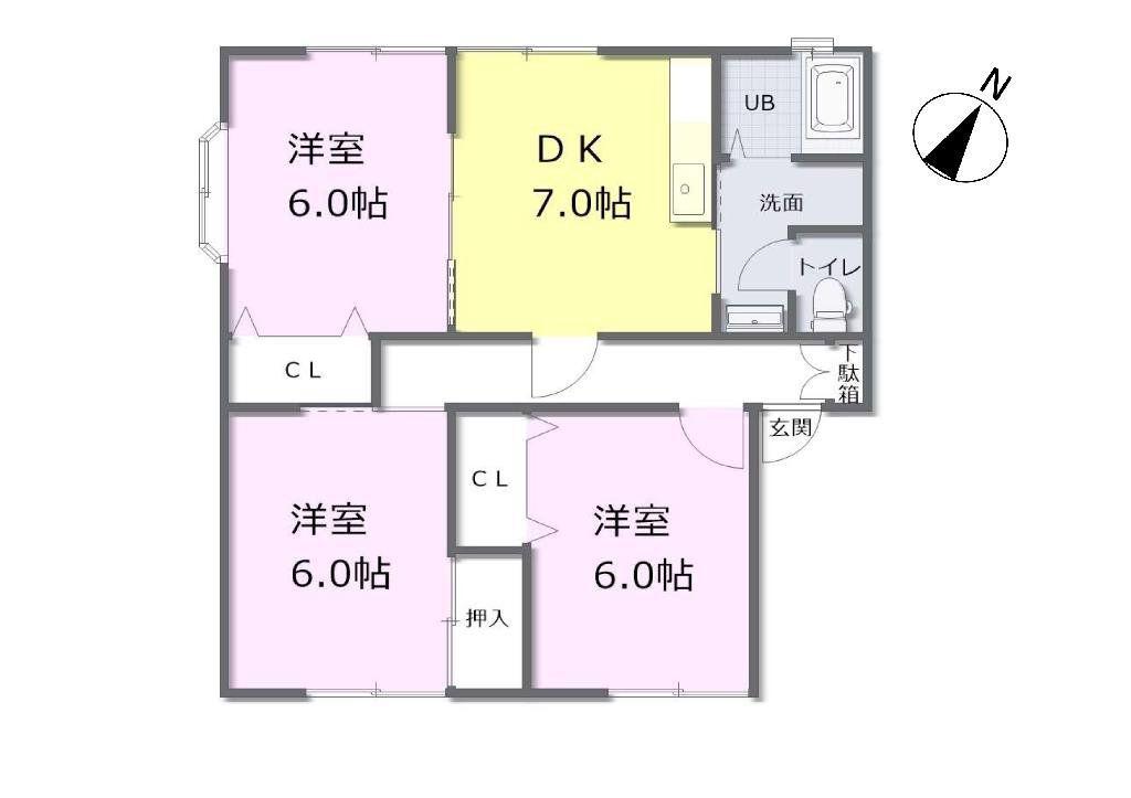 ウィンディアみなり A(3DK/2階)の間取り写真