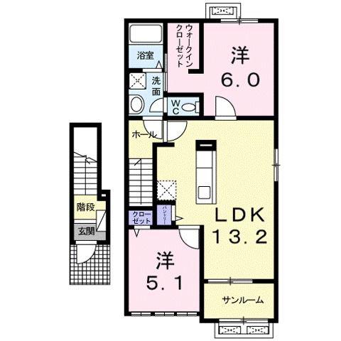 RUHEZ(2LDK/2階)の間取り写真