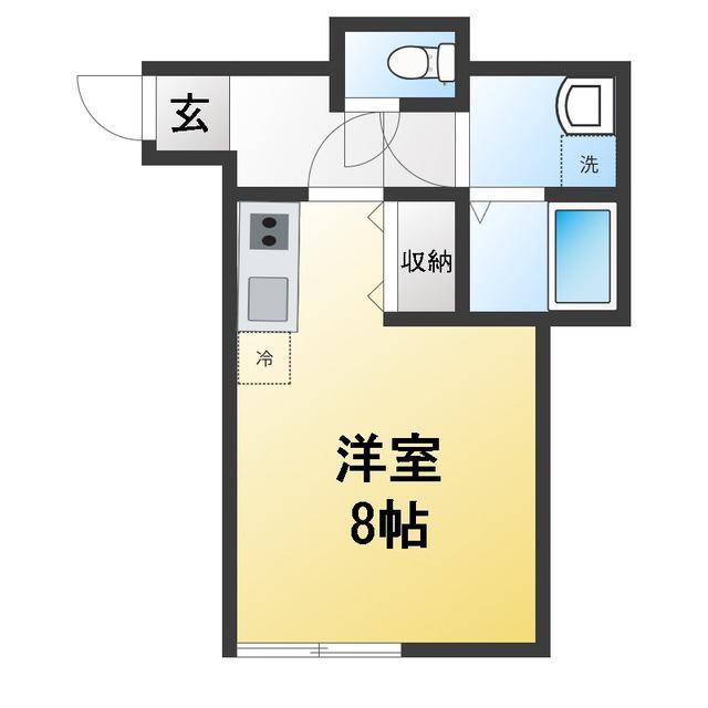 南矢名共同(ワンルーム/1階)の間取り写真