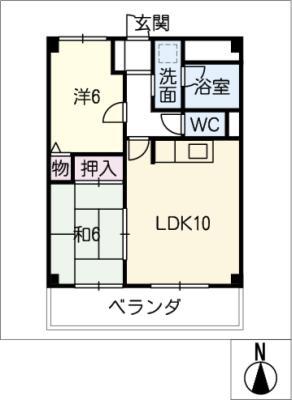 リビングコートヨコチ(2LDK/4階)の間取り写真