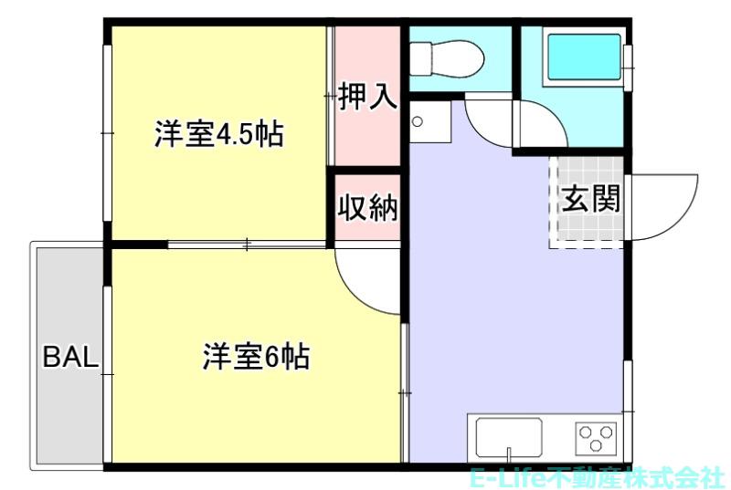 コーポ託麻(2DK/1階)の間取り写真