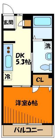 フレイル(1DK/1階)の間取り写真