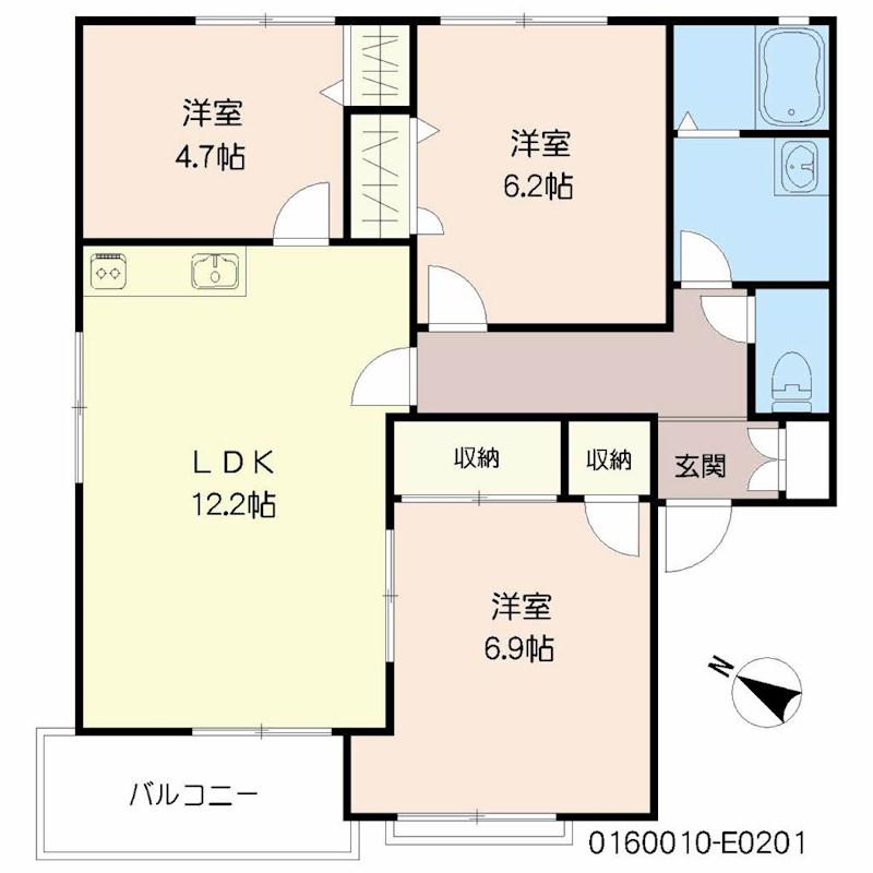 コートヴェール南片江I(3LDK/2階)の間取り写真
