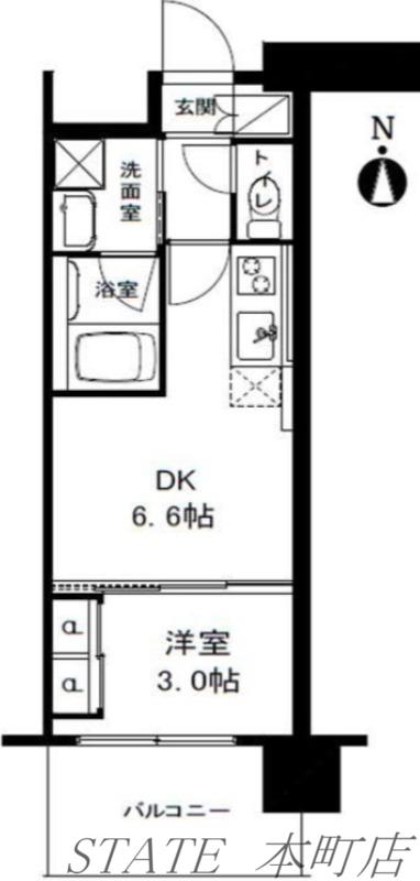 アーバネックス西長堀(1DK/7階)の間取り写真