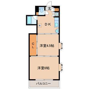 シャングリラ大和町(2DK/3階)の間取り写真