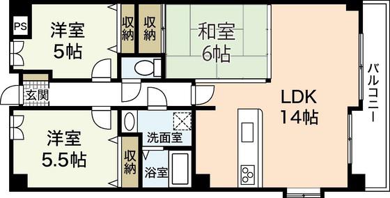 ガーデンビュー天野(3LDK/4階)の間取り写真