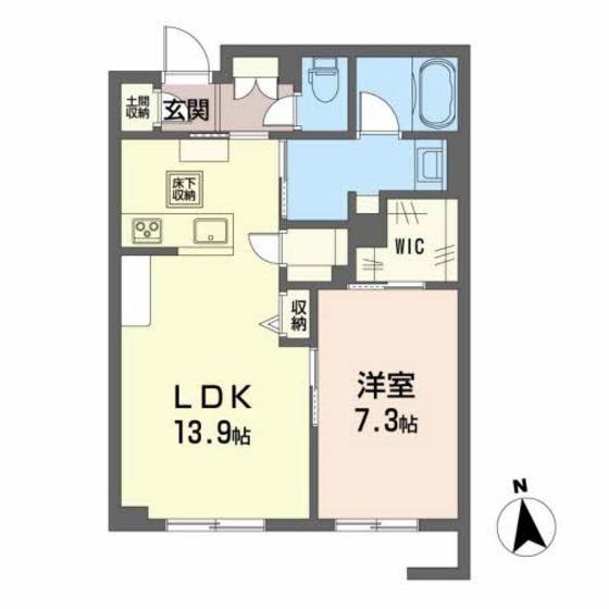 クロムノワール(1LDK/1階)の間取り写真