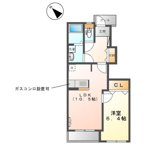 エル・グレイシャス(1LDK/1階)の間取り写真