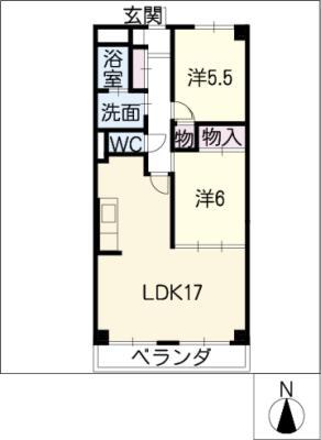 ラ・オーク三軒家(2LDK/3階)の間取り写真