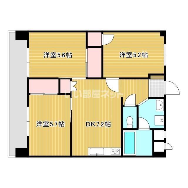 CREACOURT 石垣(3DK/3階)の間取り写真