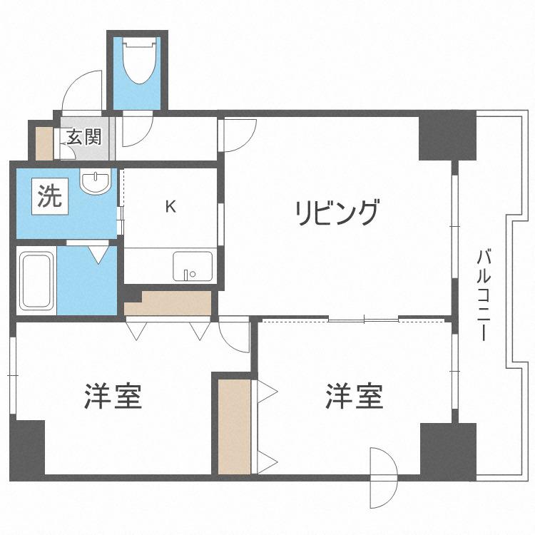 サンリッチ南5条(1LDK/4階)の間取り写真