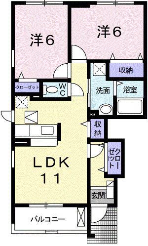 レジデンス五宮(2LDK/1階)の間取り写真