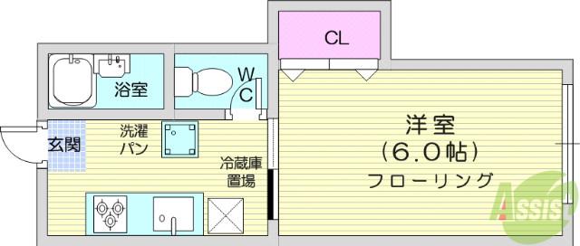 カーサパロマA棟(1K/1階)の間取り写真