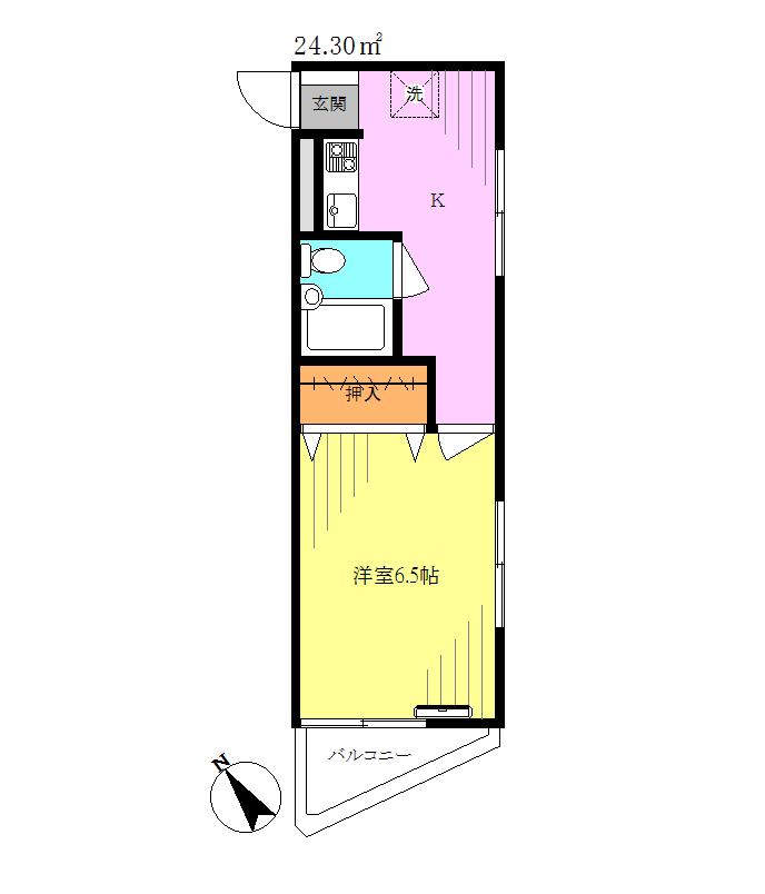 82番館(1K/2階)の間取り写真