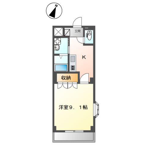 AUTHOR千草II(1K/1階)の間取り写真