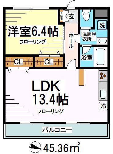 リバティーニュー祖師谷(1LDK/3階)の間取り写真