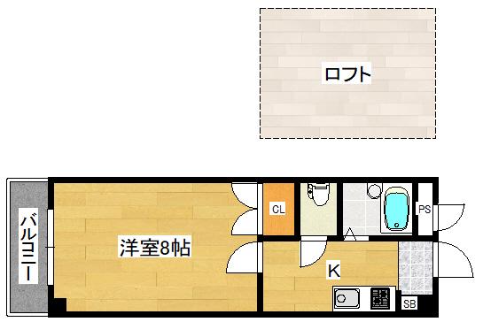 カツタビルディング3号館(1K/4階)の間取り写真