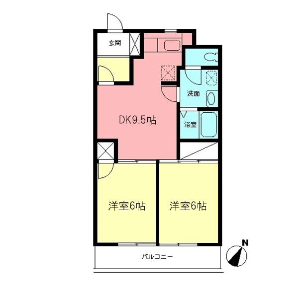 グランドールおおしま(2DK/2階)の間取り写真