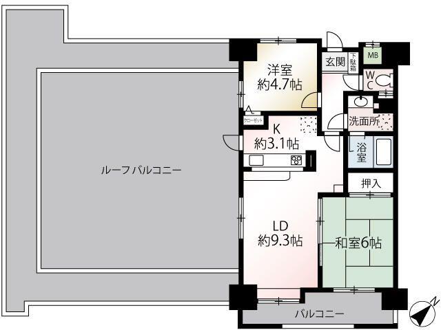 ニューハイツ練馬(2LDK/7階)の間取り写真