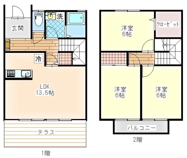 旭ガーデンプレイス 五番館(3LDK/1階)の間取り写真