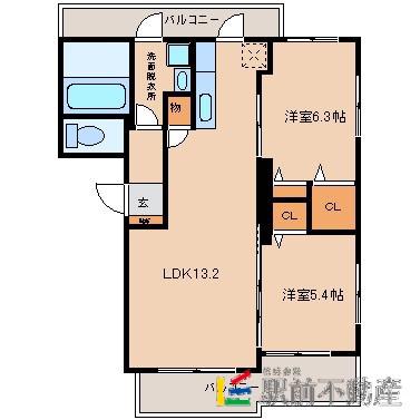 マテリアールA棟(2LDK/3階)の間取り写真