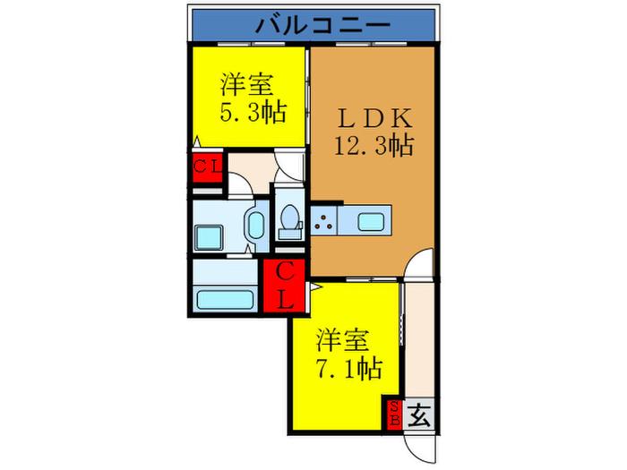 VERDE豊里(2LDK/3階)の間取り写真