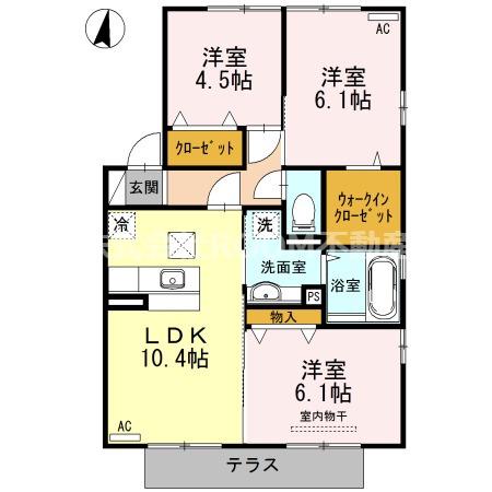 ブライトコート花繰(3LDK/2階)の間取り写真