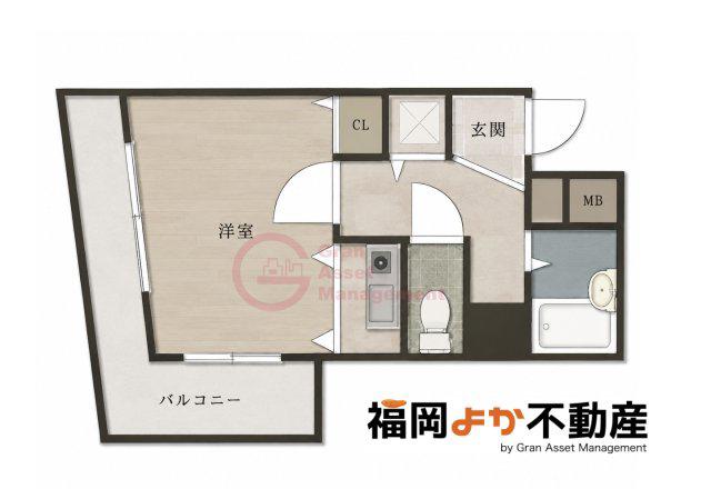 エスポワールマンション天神南(1K/10階)の間取り写真