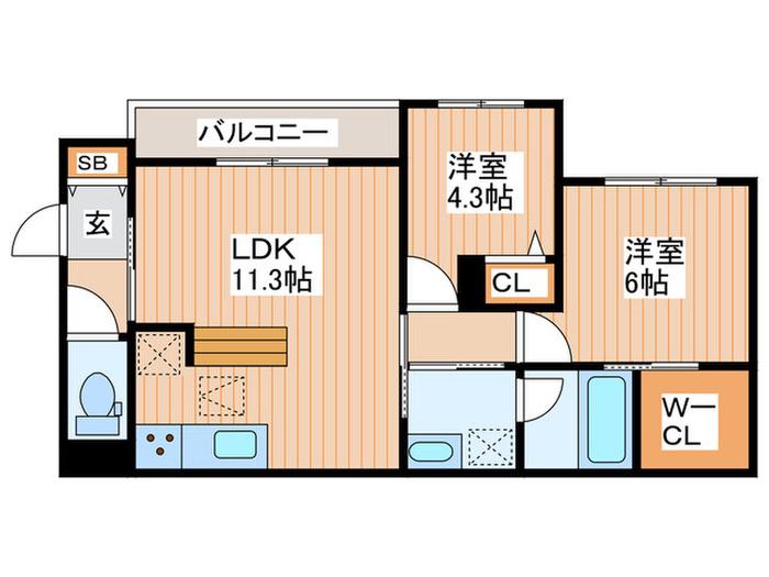 マノワール京橋II(2LDK/1階)の間取り写真