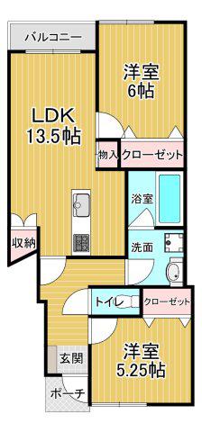 オラス平田(2LDK/1階)の間取り写真