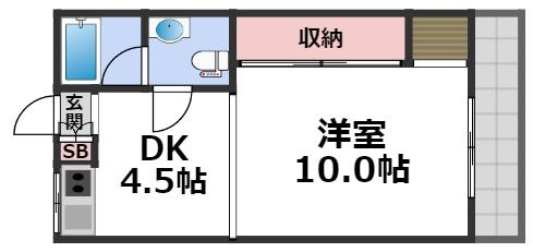 エクセル今里(1DK/2階)の間取り写真