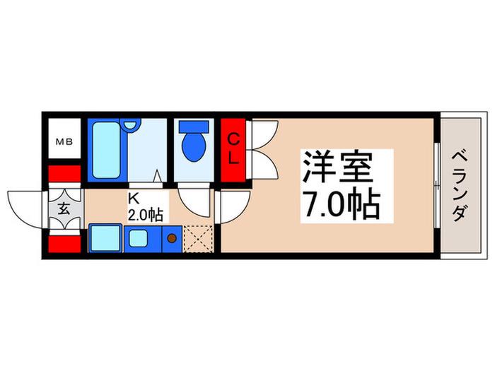 レジディア浦安(1K/2階)の間取り写真