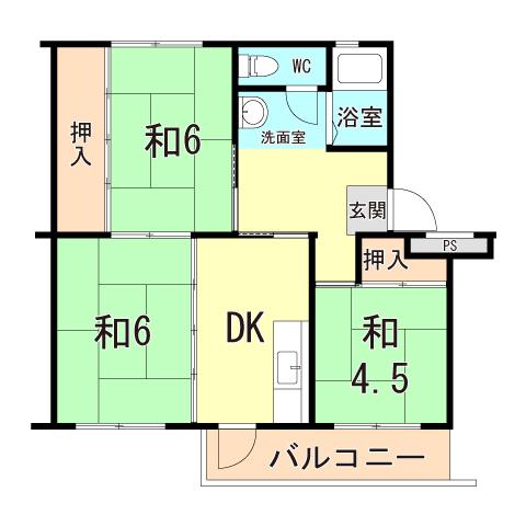 東垂水南(3DK/1階)の間取り写真